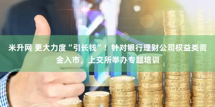 米升网 更大力度“引长钱”！针对银行理财公司权益类资金入市，上交所举办专题培训
